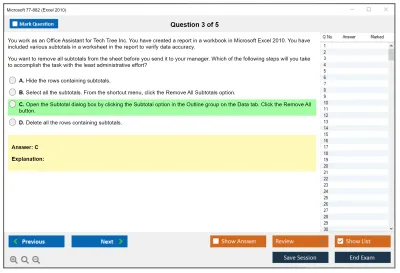 Microsoft 77-882 Excel 2010 Practice test exam simulator test engine exam Prep practice test questions answers Image 3