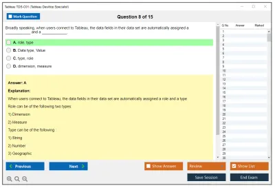 Tableau TDS-C01 Tableau Desktop Specialist Practice test exam simulator test engine exam Prep practice test questions answers Image 8