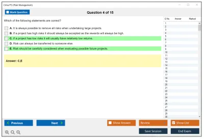 Cima P3 Risk Management Practice test exam simulator test engine exam Prep practice test questions answers Image 4