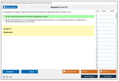 Blue Prism AIE02 Installing and Configuring a Blue Prism (Version 6.0) Environment (EN) Practice test exam simulator test engine exam Prep practice test questions answers Image 10