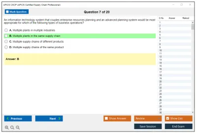APICS CSCP Certified Supply Chain Professional Exam Practice test exam simulator test engine exam Prep practice test questions answers Image 7