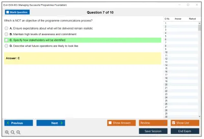 Exin EX0-003 Managing Successful Programmes Foundation Practice test exam simulator test engine exam Prep practice test questions answers Image 7