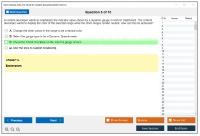 SAS Institute A00-270 SAS BI Content Developmentfor SAS 9 Practice test exam simulator test engine exam Prep practice test questions answers Image 6