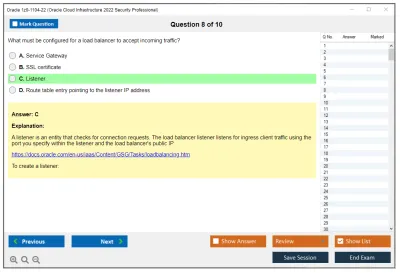 Oracle 1z0-1104-22 Oracle Cloud Infrastructure 2022 Security Professional Practice test exam simulator test engine exam Prep practice test questions answers Image 8