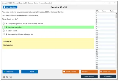 Microsoft MB-230 Microsoft Dynamics 365 for Customer Service Practice test exam simulator test engine exam Prep practice test questions answers Image 15