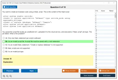 Oracle 1z0-1041-22 Oracle Cloud Platform Enterprise Analytics 2022 Professional Practice test exam simulator test engine exam Prep practice test questions answers Image 6