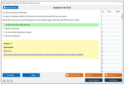 Microsoft MS-101 Microsoft 365 Mobility and Security Practice test exam simulator test engine exam Prep practice test questions answers Image 16