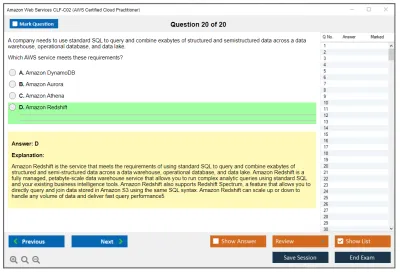 Amazon Web Services CLF-C02 AWS Certified Cloud Practitioner Practice test exam simulator test engine exam Prep practice test questions answers Image 20