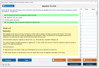 Isaca CRISC Certified in Risk and Information Systems Control Practice test exam simulator test engine exam Prep practice test questions answers Image 10
