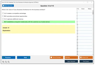 Cisco 810-440 Adopting The Cisco Business Architecture Approach (DTBAA) Practice test exam simulator test engine exam Prep practice test questions answers Image 14