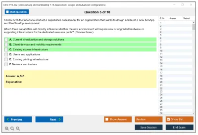 Citrix 1Y0-402 Citrix XenApp and XenDesktop 7.15 Assessment, Design, and Advanced Configurations Practice test exam simulator test engine exam Prep practice test questions answers Image 5