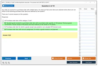 SAP C_TSCM52_67 SAP Certified Application Associate - Procurement with SAP ERP 6.0 EhP7 Practice test exam simulator test engine exam Prep practice test questions answers Image 2