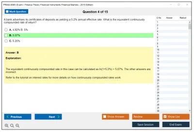 PRMIA 8006 Exam I: Finance Theory Financial Instruments Financial Markets - 2015 Edition Practice test exam simulator test engine exam Prep practice test questions answers Image 4