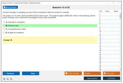 CompTIA JK0-017 CompTIA E2C Project+ Certification Exam Practice test exam simulator test engine exam Prep practice test questions answers Image 12