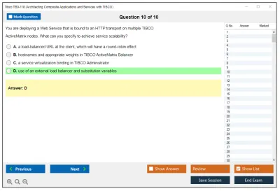 Tibco TB0-118 Architecting Composite Applications and Services with TIBCO Practice test exam simulator test engine exam Prep practice test questions answers Image 10