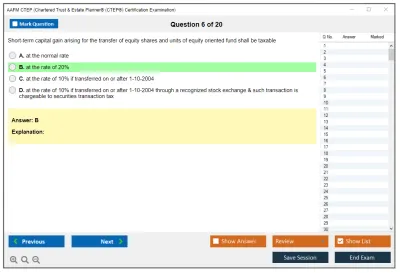 AAFM CTEP Chartered Trust & Estate Planner® (CTEP®) Certification Examination Practice test exam simulator test engine exam Prep practice test questions answers Image 6
