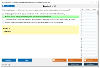 BCS CISMP-V9 BCS Foundation Certificate in Information Security Management Principles V9.0 Practice test exam simulator test engine exam Prep practice test questions answers Image 8