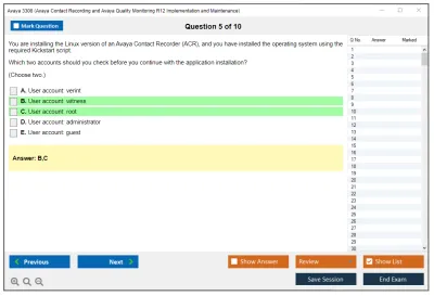Avaya 3308 Avaya Contact Recording and Avaya Quality Monitoring R12 Implementation and Maintenance Practice test exam simulator test engine exam Prep practice test questions answers Image 5