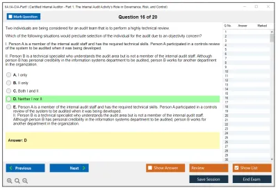 IIA IIA-CIA-Part1 Essentials of Internal Auditing Practice test exam simulator test engine exam Prep practice test questions answers Image 16