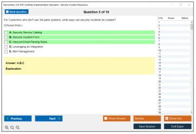ServiceNow CIS-SIR Certified Implementation Specialist - Security Incident Response Exam Practice test exam simulator test engine exam Prep practice test questions answers Image 5