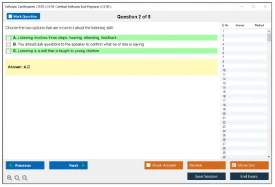 Software Certifications CSTE Certified Software Tester Practice test exam simulator test engine exam Prep practice test questions answers Image 2