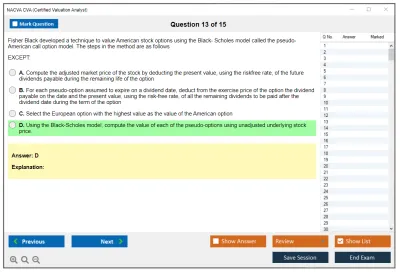 NACVA CVA Certified Valuation Analyst Practice test exam simulator test engine exam Prep practice test questions answers Image 13