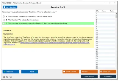 Adobe AD0-E213 Adobe Analytics Developer Professional Exam Practice test exam simulator test engine exam Prep practice test questions answers Image 8