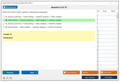 Juniper JN0-231 Security-Associate (JNCIA-SEC) Practice test exam simulator test engine exam Prep practice test questions answers Image 9