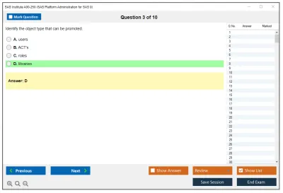 SAS Institute A00-250 A00-250 SAS Platform Administration for SAS9 Practice test exam simulator test engine exam Prep practice test questions answers Image 3