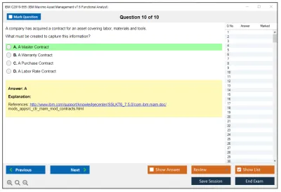 IBM C2010-555 IBM Maximo Asset Management v7.6 Functional Analyst Practice test exam simulator test engine exam Prep practice test questions answers Image 10