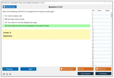 RSA 050-v5x-CAARCHER01 RSA Archer Certified Administrator 5.x Exam Practice test exam simulator test engine exam Prep practice test questions answers Image 8