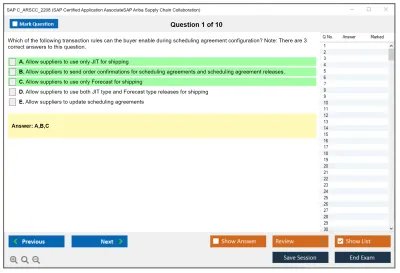 SAP C_ARSCC_2208 SAP Certified Application AssociateSAP Ariba Supply Chain Collaboration Practice test exam simulator test engine exam Prep practice test questions answers Image 1