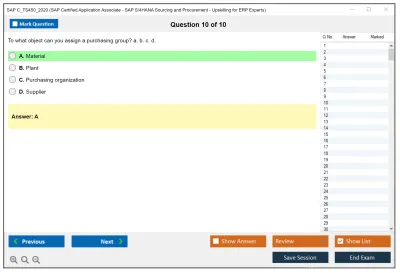 SAP C_TS450_2020 SAP Certified Application Associate - SAP S/4HANA Sourcing and Procurement - Upskilling for ERP Experts Practice test exam simulator test engine exam Prep practice test questions answers Image 10