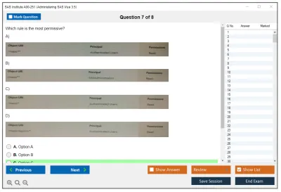 SAS Institute A00-251 Administering SAS Viya 3.5 Practice test exam simulator test engine exam Prep practice test questions answers Image 7