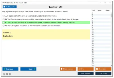 HP HP2-I06 Selling HP Print Security 2020 Practice test exam simulator test engine exam Prep practice test questions answers Image 1