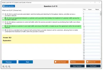 Alcatel-Lucent 4A0-107 Nokia Quality of Service Practice test exam simulator test engine exam Prep practice test questions answers Image 2