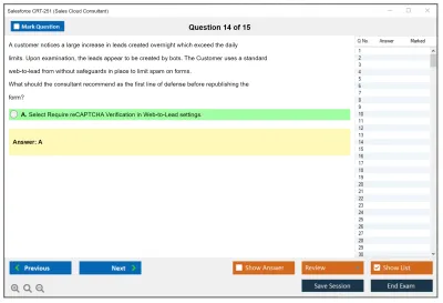 Salesforce CRT-251 Salesforce Certified Sales Cloud Consultant Practice test exam simulator test engine exam Prep practice test questions answers Image 14