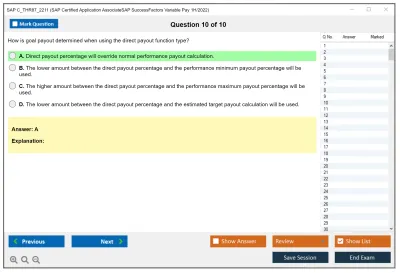 SAP C_THR87_2211 SAP Certified Application AssociateSAP SuccessFactors Variable Pay 1H/2022 Practice test exam simulator test engine exam Prep practice test questions answers Image 10