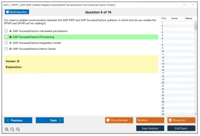 SAP C_HRHFC_2205 SAP Certified Integration AssociateSAP SuccessFactors Full Cloud/Core Hybrid 1H/2022 Practice test exam simulator test engine exam Prep practice test questions answers Image 6