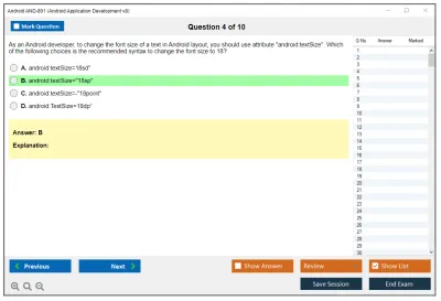 Android AND-801 Android Application Development v8 Practice test exam simulator test engine exam Prep practice test questions answers Image 4