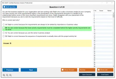 IIBA CBAP Certified Business Analysis Professional (CBAP) Practice test exam simulator test engine exam Prep practice test questions answers Image 4