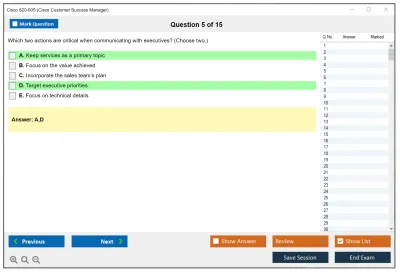 Cisco 820-605 Cisco Customer Success Manager (CSM) Practice test exam simulator test engine exam Prep practice test questions answers Image 5