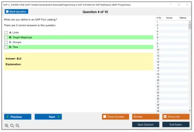SAP C_S4HDEV1909 SAP Certified Associate - Developer - Programming in SAP S/4HANA for SAP NetWeaver ABAP Programmer Practice test exam simulator test engine exam Prep practice test questions answers Image 4