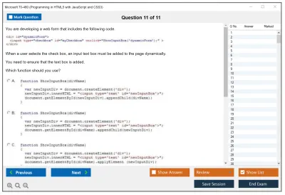 Microsoft 70-480 Programming in HTML5 with JavaScript and CSS3 Practice test exam simulator test engine exam Prep practice test questions answers Image 11