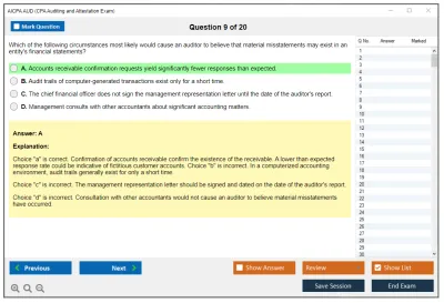 AICPA AUD CPA Auditing and Attestation Exam Practice test exam simulator test engine exam Prep practice test questions answers Image 9