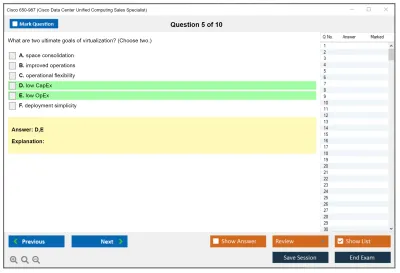Cisco 650-987 Cisco Data Center Unified Computing Sales Specialist Practice test exam simulator test engine exam Prep practice test questions answers Image 5
