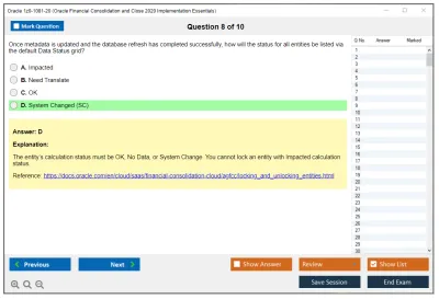 Oracle 1z0-1081-20 Oracle Financial Consolidation and Close 2020 Implementation Essentials Practice test exam simulator test engine exam Prep practice test questions answers Image 8