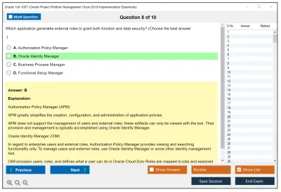 Oracle 1z0-1057 Oracle Project Portfolio Management Cloud 2019 Implementation Essentials Practice test exam simulator test engine exam Prep practice test questions answers Image 8
