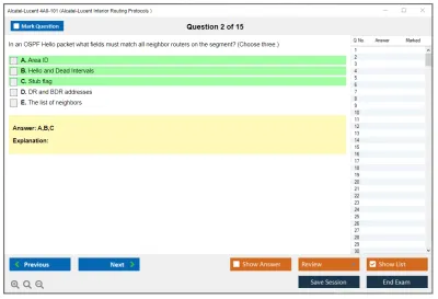Alcatel-Lucent 4A0-101 Alcatel-Lucent Interior Routing Protocols and High Availability Practice test exam simulator test engine exam Prep practice test questions answers Image 2