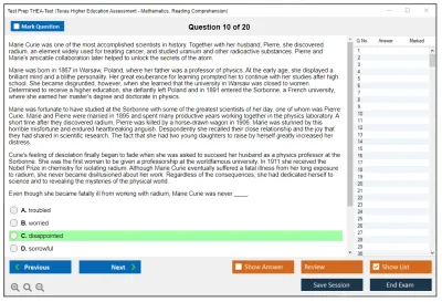 Test Prep THEA-Test Texas Higher Education Assessment - Mathematics, Reading Comprehension Practice test exam simulator test engine exam Prep practice test questions answers Image 10